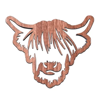 Деревянные подставки с дизайном животных,Деревянные горные подставки для коров, 4 шт. Шотландские горные коровы, подставки с основанием, легко устанавливаемые