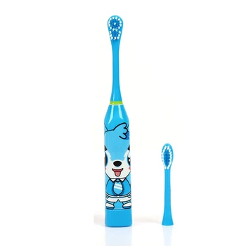 Для детей Звуковая электрическая зубная щетка Мультяшный шаблон с заменой головки зубной щетки Ультразвуковая зубная щетка синяя 0