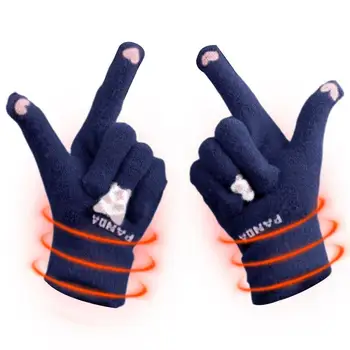 Женские трикотажные перчатки Трикотажные велосипедные перчатки с сенсорным экраном Дышащие вязаные варежки Грелки для рук Для женщин Зимние праздничные подарки