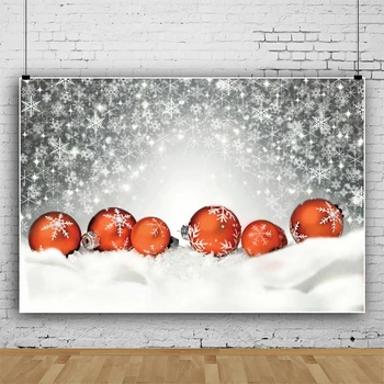 Зимние фоны для фотографии Рождественский шар Белоснежка Снежинка Новогодняя вечеринка Плакат Фотографический фон Фотостудия