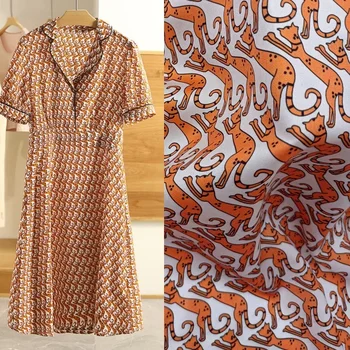 Имитация шелка атлас леопардовый принт бренд полиэстер модный швейный материал на заказ ткань для одежды для платьев по двору