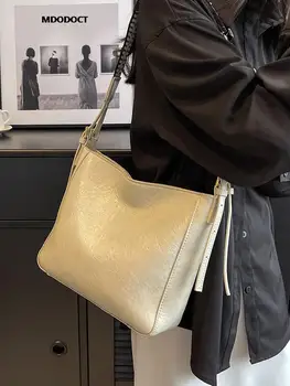 Классическая винтажная сумка через плечо класса люкс для женщин 2023 года Новая летняя однотонная повседневная модная кожаная женская сумка 1