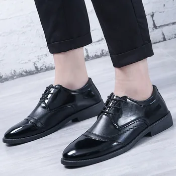 Кожаная обувь для мужчин Деловая одежда Повседневная обувь Мужская свадебная обувь Тренд Платье с острым носком Обувь Sapato Social Masculino Zapatos 0