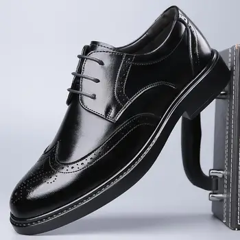 Кожаная обувь Мужская осень Британский стиль Деловая формальная одежда Повседневная ретро Маленькая кожаная обувь Мужская обувь для мальчиков Рабочая модная обувь