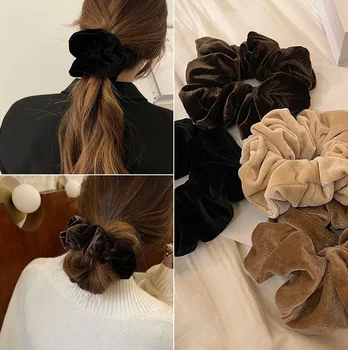Корейская мода Простые эластичные резинки для волос Большой размер Элегантные бархатные веревочные галстуки для волос для девочек Головные уборы Женщины Аксессуары для волос 0