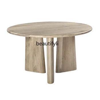 круглый стол из массива дерева скандинавский ретро креативный круглый обеденный стол ресторан круглый стол для приема бревен конференц-стол