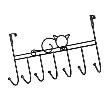 Крючки Вешалка для полотенец Органайзер Черные крючки для пальто Дверной стеллаж для хранения Cat Design