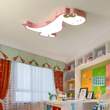 Лампа для детской комнаты Простой современный светодиодный потолочный светильник с интеллектуальным управлением, креативный мультяшный динозавр, животное, лампа для спальни, освещение