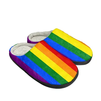  ЛГБТ окмогический гордость радуга дома хлопчатобумажные тапочки мужские женские плюшевые спальные повседневные теплые туфли в помещении индивидуальная обувь
