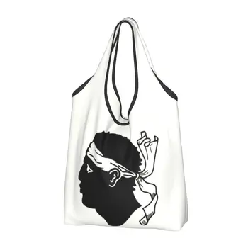 Многоразовый флаг Корсики Сумка для покупок Женщины Большая сумка Портативные французские корсиканские гордости Продуктовые сумки для покупок