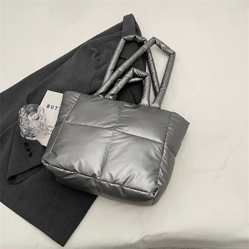 Модные большие сумки с мягкой подкладкой Дизайнерские стеганые женские сумки через плечо Роскошная пуховая хлопковая сумка через плечо Зимняя сумка 2023