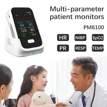 Монитор жизненно важных функций Портативный монитор пациента 6 параметров Связь с ПК или телефоном ЭКГ NIBP PR SpO2 TEMP Медицинское оборудование