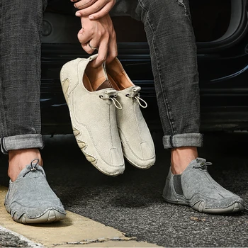  Мужские лоферы большого размера Модные однотонные Soft Bottom Comfort Driving Shoes Кожаные повседневные кроссовки Zapatos Informales