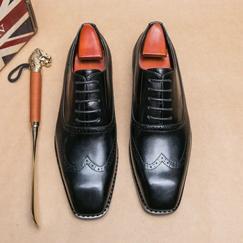 мужчины оксфордская обувь классическая ручная работа pu заостренный носок кружево удобный нескользящий деловой коричневый черный бесплатная доставка для мужчин обувь 0