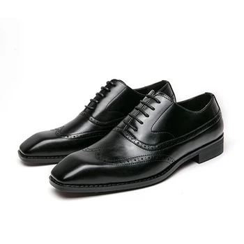 мужчины оксфордская обувь классическая ручная работа pu заостренный носок кружево удобный нескользящий деловой коричневый черный бесплатная доставка для мужчин обувь 1