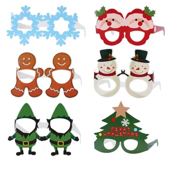 Мультяшные рождественские бумажные очки Санта-Клаус Снеговик Рождественская елка Дети Ноэль Фото Реквизит Счастливого Рождества Декор Navidad Подарки 2024