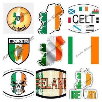 Наклейка с флагом Ирландии Виниловая наклейка на автомобиль премиум-качества Ирландия Аксессуары Флаг Велосипед Водонепроницаемый солнцезащитный крем Светоотражающая наклейка