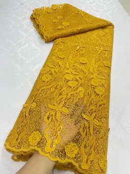  Новейшая африканская ткань для кружева Gipure Высококачественная нигерийская водорастворимая кружевная ткань с пайетками Кружево для женщин Свадебный материал