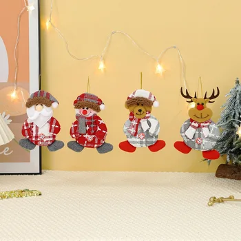 Новый колокольчик Маленький кулон Санта-Клаус Снеговик Олень Ткань Украшения Статьи Рождественская елка 0