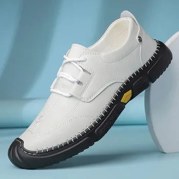 Обувь для мужчин 2024 Кожаные повседневные кроссовки с мягким дизайном ручной работы Мужские удобные кожаные лоферы Горячая распродажа Мокасины Обувь для вождения
