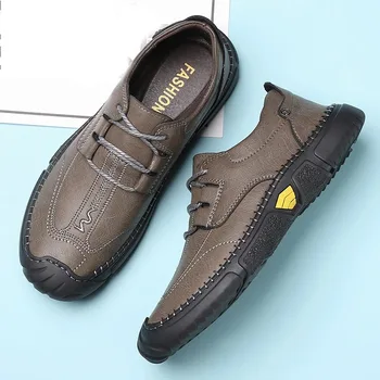 Обувь для мужчин 2024 Кожаные повседневные кроссовки с мягким дизайном ручной работы Мужские удобные кожаные лоферы Горячая распродажа Мокасины Обувь для вождения 3