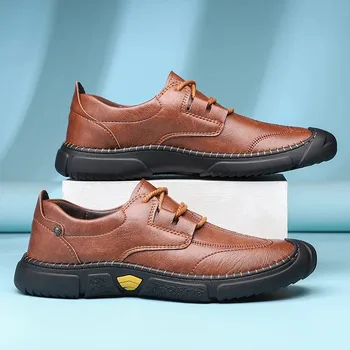Обувь для мужчин 2024 Кожаные повседневные кроссовки с мягким дизайном ручной работы Мужские удобные кожаные лоферы Горячая распродажа Мокасины Обувь для вождения 4