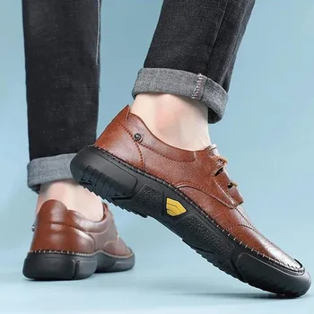 Обувь для мужчин 2024 Кожаные повседневные кроссовки с мягким дизайном ручной работы Мужские удобные кожаные лоферы Горячая распродажа Мокасины Обувь для вождения 5