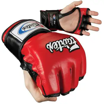 Перчатки Ultimate Combat MMA - открытый большой палец обычный красный /