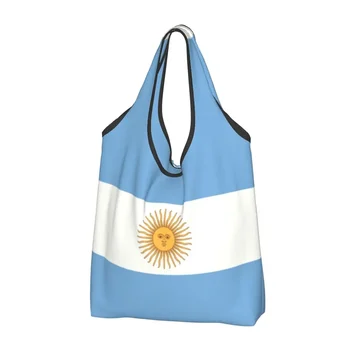  Пользовательский флаг Аргентины Сумки для покупок Женские портативные сумки для покупок в продуктовых магазинах большой емкости