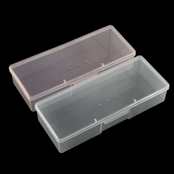Прозрачный прямоугольник Коробка для хранения ногтей Нейл-арт Стразы Украшения Ювелирные изделия Оборудование для ногтей Инструменты Чехол 0