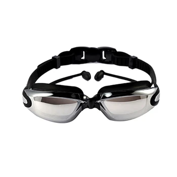 профессиональные очки для плавания На открытом воздухе Водные виды спорта Водонепроницаемые очки для плавания с защитой от запотевания Большая оправа с силиконовыми берушами