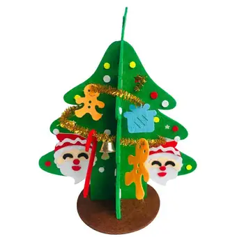 Рождественская войлочная елка Без тканой трехмерной рождественской елки Декоративная нетканая DIY Рождественские поделки для малышей Дети Санта 0