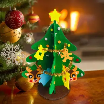 Рождественская войлочная елка Без тканой трехмерной рождественской елки Декоративная нетканая DIY Рождественские поделки для малышей Дети Санта 3