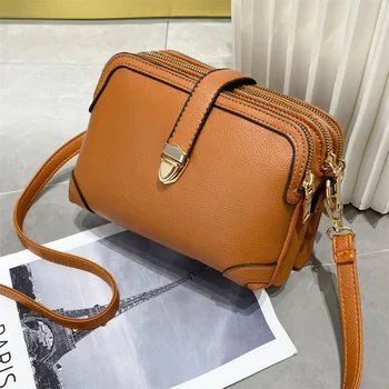 Роскошная дизайнерская однотонная женская маленькая сумочка модная сумка через плечо Женская искусственная кожа 3-слойные сумки-ранцы