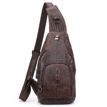 Рюкзак из натуральной кожи, нагрудная сумка с несколькими карманами, рюкзак через плечо, мужская сумка через плечо, винтажный нагрудный пакет 9076 0