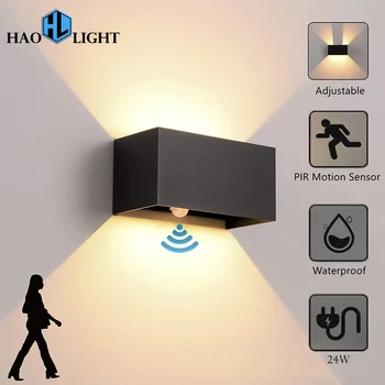  светодиодный настенный светильник с датчиком движения человеческого тела IP65 Водонепроницаемый наружный и внутренний настенный светильник Садовый светильник Алюминий AC90-260V