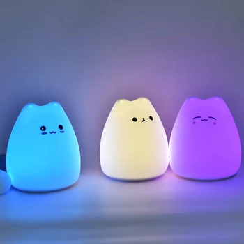  светодиодный ночник для детей Baby Kids мягкий силиконовый сенсорный датчик 7 цветов мультфильм Cat Book лампа украшение для домашней спальни