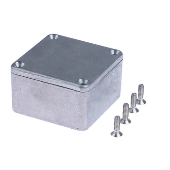Серебристый алюминиевый корпус Электронный литой под давлением Педаль Проектная коробка 1590LB 50 * 50 * 3 мм