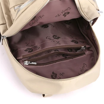 Сплошной цвет Женский рюкзак большой емкости Модный высококачественный нейлон Женская студенческая сумка Противоугонный рюкзак Женские сумки через плечо 5