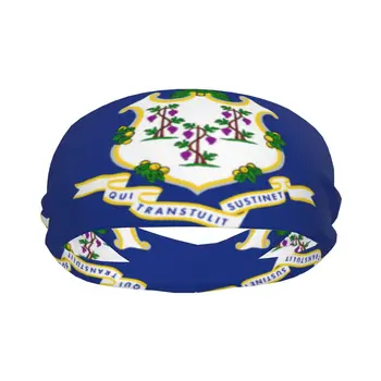 Спортивная повязка на голову Флаг штата Коннектикут Бег Фитнес Повязка Абсорбирующий Велоспорт Бег Трусцой Повязка для волос