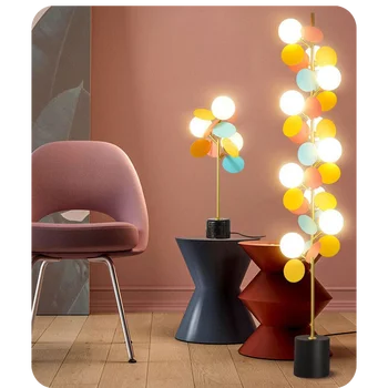  Торшер Nordic LED Спальня Высокий свет для дивана G9 Освещение Украшение дома Цветные листовые настольные лампы Освещение гостиной