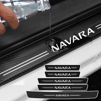 Углеродное волокно Автомобильная дверь Порог Лента Порог Защитные наклейки Наклейка для Nissan NAVARA Логотип заднего багажника Бампер Защита от царапин Отделка