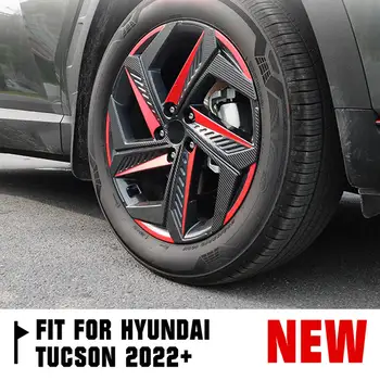 Углеродное волокно + черная наклейка на ступицу колеса Отделка 4 колеса / комплект для Hyundai Tucson 2022