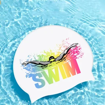 Шапочки для купания Длинные волосы Уши Защита Силиконовая шапочка для плавания с буквами Эластичная шапочка для дайвинга Силиконовая шапочка для плавания Шапочки для плавания